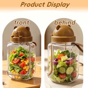 Deeceymbur Bear Shape Salad Jar Storage Container with Bowl Plastic Food Keeper Lunch Box Kitchen Organizer Cute Design