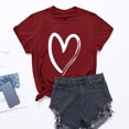 thumbnail image 2 of Besolor Tuniques d'Été pour Femmes à Imprimé de Cœurs, Col Ras du Cou, Manches Courtes, T-Shirts Décontractés Amples, Blouse de Sortie, 2 of 4