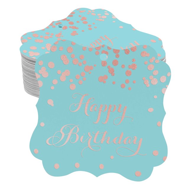 Inkdotpot Pack Of 100 Real Rose Gold Foil Bracket Shape Paper Tags Happy Birthday Favor Hang Tags