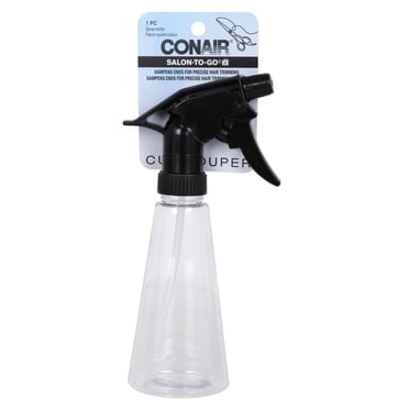 Conair Salon‑To‑Go Spray Bottle, Clear Refillable Hair Mist Bottle with Black Nozzle