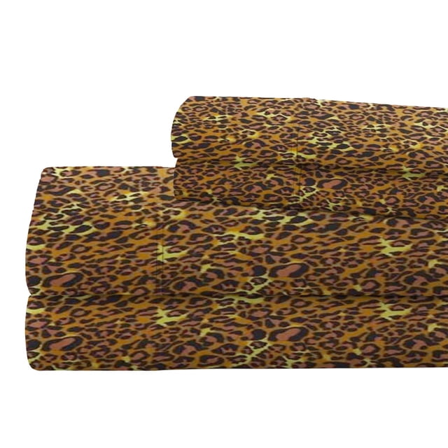 Real 1000 Thread Count RV Short King Size Sheets 100% Egyptian Cotton 4 PC Sheet Set, Luxurious Bedsheet Sets Soft Silky Sateen Weave Breathable, Fits Upto 28 Inch EXTRA DEEP POCKET - Leopard Print