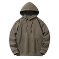 thumbnail image 1 of Yuyuzo Mens Hoodies Solid Color Long Sleeve Fashion Pullover Tops Drawstring Sweatshirt with Pocket, 1 of 6