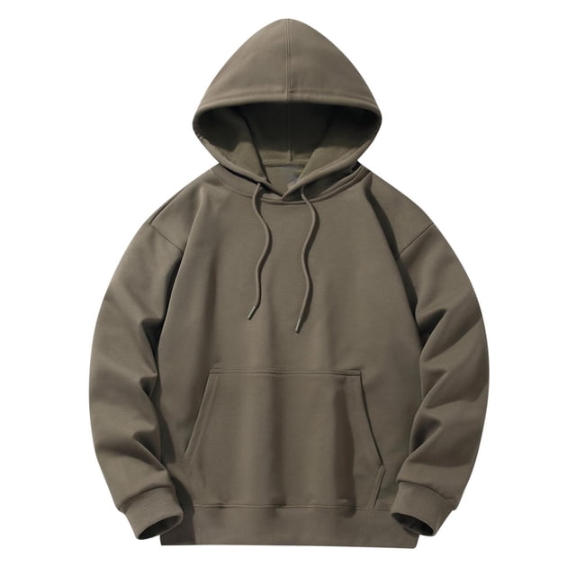 Yuyuzo Mens Hoodies Solid Color Long Sleeve Fashion Pullover Tops Drawstring Sweatshirt with Pocket