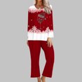 thumbnail image 2 of Pisexur Pyjamas de Noël pour Femmes Ensemble Deux Pièces Tendance Vacances Imprimé Verre de Vin Rouge Pjs Décontractés Manches Longues Col Rond Hauts Pantalons de Pyjama Vêtements de Nuit, 2 of 4