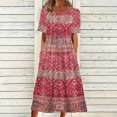 thumbnail image 1 of YUNAFT Robes pour Femmes Liquidation Robes d'Été Décontractées pour Femmes Col Rond Manches Courtes Fermeture Éclair Pliantes à Imprimé Floral Soldes, 1 of 8