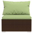 thumbnail image 3 of vidaXL 4-Seater Sofa with Cushions Brown Poly Rattan, 3 of 5