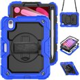 thumbnail image 1 of Case for iPad Mini 7 A17 Pro 2024/Mini 6 2021 8.3 Inch 7th/6th Gen with Screen Protector, 360 Degree Rotating Kickstand Hand Strap Shockproof Cover with Shoulder Strap, Blue, 1 of 7