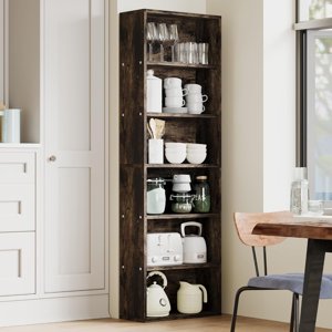 Heavy-Duty Rustic Storage Shelf with Anti-Tip Safety Design – Industrial 6-Tier Bookcase in Modern Farmhouse Style, Book Shelf Sturdy Organizer for Home Office, Living Room, Bedroom & Library