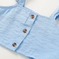 thumbnail image 4 of Toddler Baby Girl Solid Color Ruffle Sleeveless Button Down Halter Tank Crop Tops and Pants Outfits Yellow 1-2 Years, 4 of 6