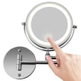 thumbnail image 1 of Wall Mount Makeup Mirror, 10X Magnifying Two Side LED Lighted Vanity Mirror for Bathroom, 360° Rotatable, USB Rechargeable and 7 Inch Extendable Arm,Chrome, 1 of 8