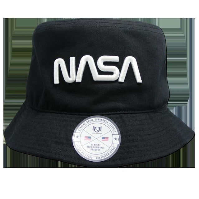 Rapid Dominance Worm NASA Relaxed Bucket Hat, Black - Large & Extra Large