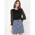thumbnail image 3 of INSPIRE CHIC Women's Ruffle Neck Polka Dots Sheer Chiffon Blouse, 3 of 6