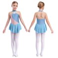 thumbnail image 3 of Oyolan Robe de Patinage Artistique pour Filles, Sans Manches, à Strass et Fleurs, avec Paillettes, Empiècement en Maille, Robe de Ballet et de Patinage à Roulettes, Gris Bleu 16, 3 of 7