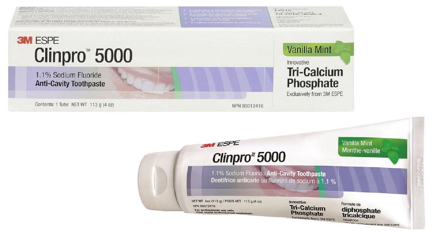 Clinpro 5000 1.1 % Fluorure de Sodium Menthe Vanille Dentifrice Anticaries / Aide à Enrayer la Carie Dentaire avant Qu'elle Ne Creuse une Cavité / Protège les Dents de l'Usure Acide et de l'Érosion / Aide à Reminéraliser à