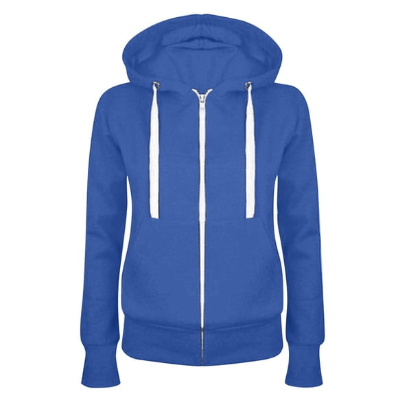 lcziwo Black Friday Deals Womens Full Zip Up Hoodie Jackets for Women 2024 Fall Lightweight Hoodies Jacket with Pockets Solid Long Sleeve Hooded Sweatshirts Coat Tops Blue,M