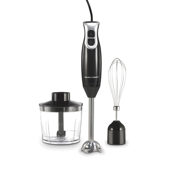 Hamilton Beach Mélangeur à immersion avec lames en acier inoxydable et 3 accessoires, 59745JC