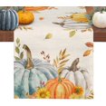 thumbnail image 1 of Thanksgiving Table Runner 13x70inch, Washable Fall Table Runner Cloth for Kitchen Dining, Wedding, Party, Coffee, Outdoor Use, Pumpkins Autumn Leaf Tabletop Decoration Harvest, 1 of 6