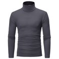 thumbnail image 2 of MesaSe T-shirt Solid Color Long Sleeve Cotton Men Turtleneck Slim Basic Top for Spring, 2 of 8