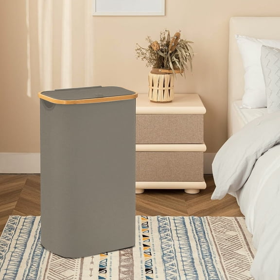 Laundry Hamper,Mesh Lightweight Laundry Basket with Durable Handles,Dirty Clothes Basket,Household Dirty Clothes Basket,Wooden Handle with Lid Storage Basket,Nordic Plain Bathroom Laundry Basket