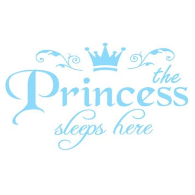 VogueV Princess Wall Decal - Removable Floral Door Sticker Blue