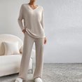 thumbnail image 3 of Yuyuzo Ensembles 2 Pcs pour Femmes Ensembles de Détente Côtelés Chemises à Manches Longues à Col en V Pantalons à Jambe Droite Vêtements de Mode d'Automne, 3 of 7
