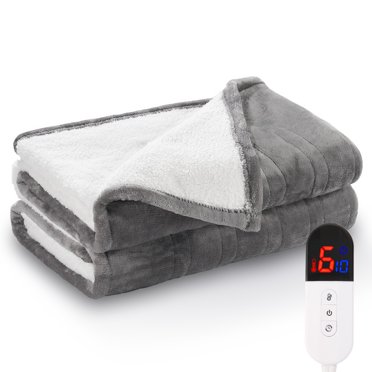 Naipo Electric Heated Blanket Soft 50 x 60 inch Flannel Heated Throw with 6 Heating Levels & 4 Hours Auto-off Blanket for Home Office Use