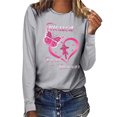 thumbnail image 1 of Fridja Haut Femme Cancer du Sein Décontracté Manches Longues Col Rond Chandail en Molleton Pull Blouse, 1 of 4