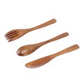 thumbnail image 1 of Straight Handle Cutlery, High Hardness Smoothly Safe Usage Wooden Knife Fork Spoon Set  For Lunch Dinner, 1 of 8