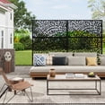 thumbnail image 3 of Edtara Outdoor Privacy Screen, Laser Cut Metal Divider Panel with Tropical Leaf Design, Freestanding and Weatherproof for Patio, Deck, Backyard, or Balcony, 3 of 8