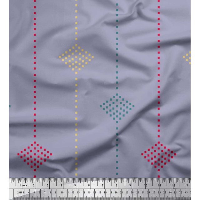 Soimoi Grey Rayon Fabric Dotted Jamdani Printed Fabric 1 Yard 56 Inch Wide