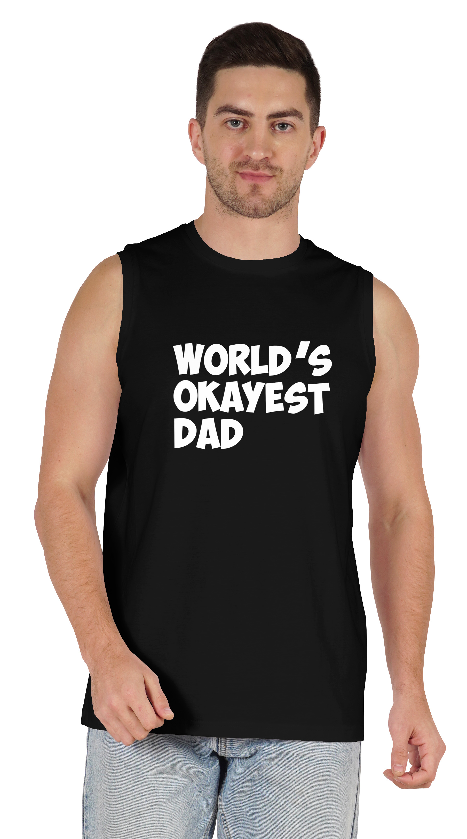 Inkmeso Printed Graphic World Okayest Dad€ T-Shirt For Mens Best Daddy Ever Gift T-Shirt