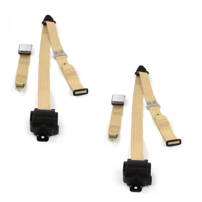 Ford Bronco 1966-1977 Avion Ensemble de Ceinture de Sécurité Baquet Rétractable 3 Points Beige - 2 Ceintures