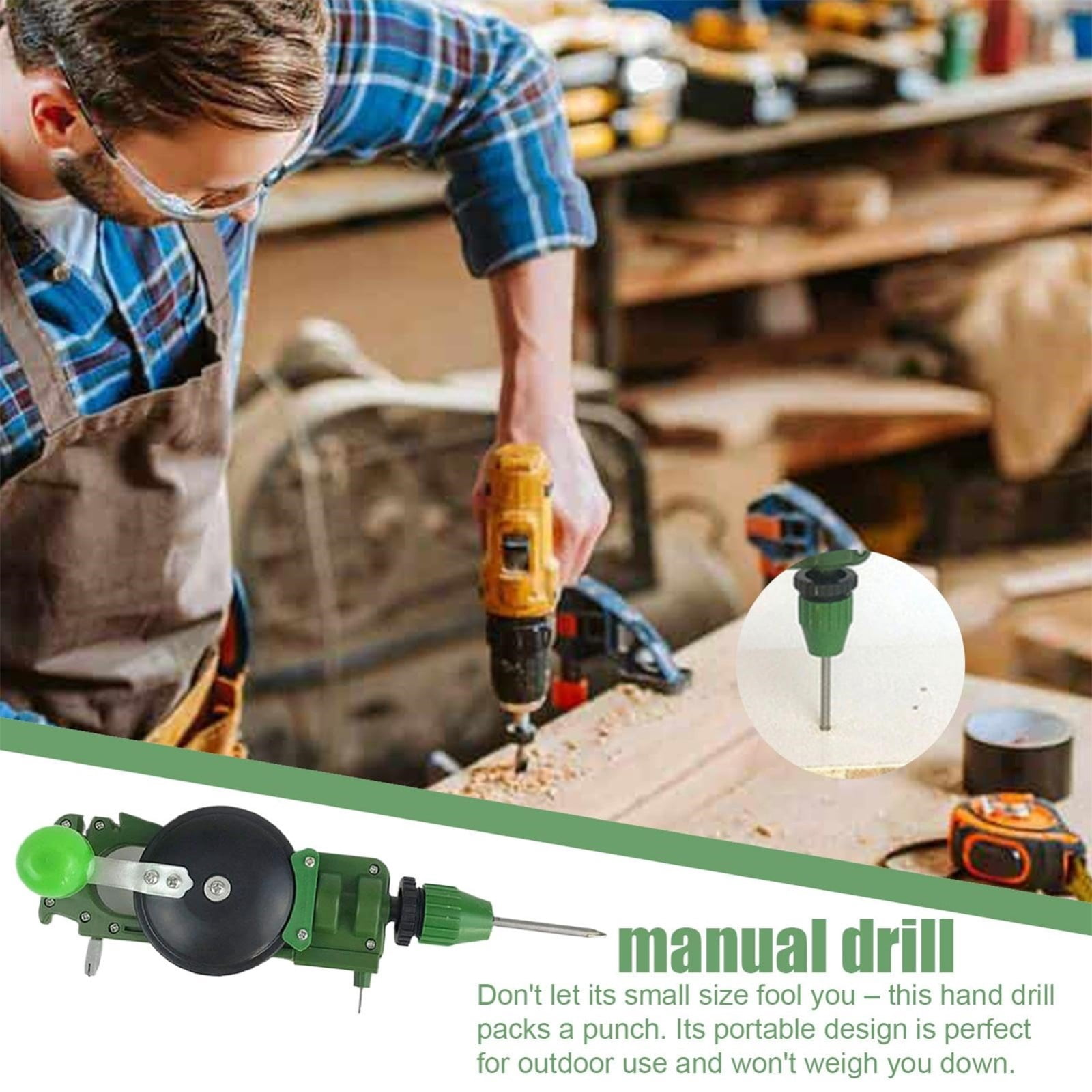 Woodworking Tools Portable Drill for Crafting and Woodworking - Compact Hand Drill with Cordless Power Hand Crank Drill for Hole Punch and Model Making