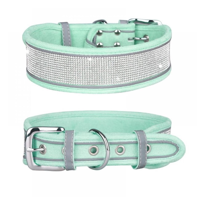 Dog Collar for Large Dogs Rhinestones Dog Collar Bling Girl Dog Collars for Medium Dogs Adjustable Suede Reflective Wide Dog Collars