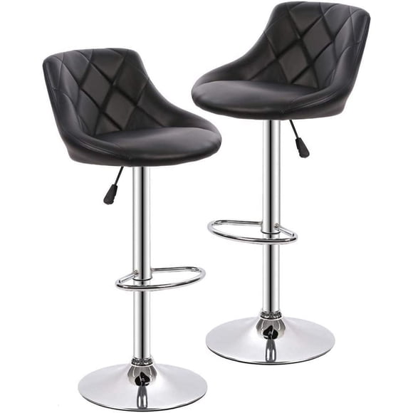 BestOffice Counter Height Bar Stools Set of 2 Bar Stools Swivel Stool Height Adjustable Bar Chairs with Back PU Leather Swivel Bar Stool Kitchen Counter Stools Dining Chairs