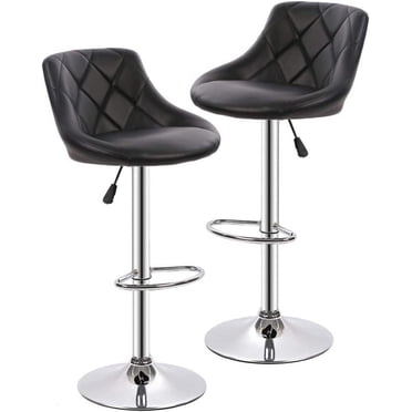 BestOffice Tabourets de Bar Hauteur Comptoir, Ensemble de 2, Chaises de Bar Pivotantes Réglables, Siège et Dossier en Cuir PU, Tabourets de Comptoir de Cuisine avec Repose-Pieds, Noir