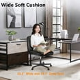 thumbnail image 2 of Wide Comfy PU Leather Desk Chair, Criss Cross Legged Office Chair with Wheels and Padded Seat, Armless Adjustable Swivel Computer Task Chair for Study, Vanity, Makeup, 2 of 8