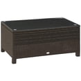 thumbnail image 1 of Outsunny Rattan Outdoor Coffee Table with Tempered Glass Top, Brown, 1 of 10