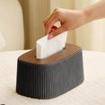 thumbnail image 4 of European-Style Elastic Tissue Box for Home and Office Desktop, Universal Fit, Durable Plastic with Rounded Edges, Modern Vertical Stripe Design(Black), 4 of 5