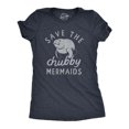 thumbnail image 1 of Womens Save The Chubby Mermaids T Shirt Funny Cute Manitee Preservation Tee for Ladies (Heather Navy - MERMAIDS) - L, 1 of 3