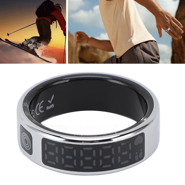 Smart Ring Health Tracker with Screen IP68 Activity Tracker Ring Touch Page Turner Control Multiple Sports Modes