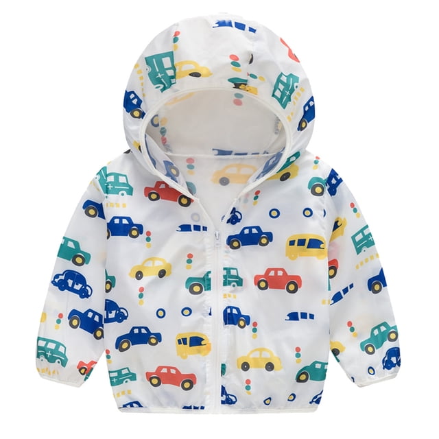 Kcodviy Impression à Capuche à Fermeture Éclair Manteau d'Extérieur Reliant Veste pour Enfants Tout-Petit Écran Solaire Été Enfants Filles Veste Légère Vestes Manteaux Filles Manteau&Veste