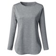 thumbnail image 3 of CHUANK Chemise Longue Cache-Ventre Fluide à Col Rond Unie à Manches Longues Hauts Grande Taille pour Femmes Chic Tunique Confortable à Porter avec des Leggings Bleu TTG, 3 of 7