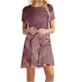 thumbnail image 1 of SMihono Robe Maxi Bohème d'Été pour Femmes Grande Taille Mode pour Femmes à Col Rond à Manches Courtes Robe Chandail Imprimée Robe de Plage Évasée, 1 of 4