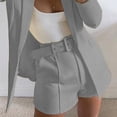thumbnail image 1 of LOVZFMLL Women's Solid Suit Pant With Pockets Waisted Shorts With Belt Gray M, 1 of 6