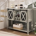 thumbnail image 2 of BeesClover Coffee Bar Cabinet, Console Entryway Table with Storage, Farmhouse Sideboard Buffet Cabinet with Sliding Barn Doors, Wine Liquor Cabinet with Racks for Kitchen, Hallway, Living Room, 2 of 8