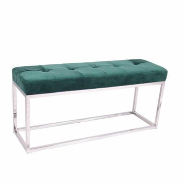 Plata Import Velvet Bench in Green Color