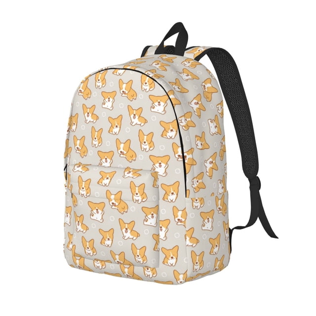 Easygdp Corgi Dog for Durable Canvas Laptop Backpack - Adjustable Shoulder Strap, Large Capacity, Fits 15-17in Laptops, for School, Work, Travel-Small