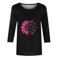 thumbnail image 3 of KIHOUT Nouveautés Tuniques pour Femmes à Manches 3/4, Hauts Décontractés Coupe Ample, T-Shirt à Col Rond Imprimé Graphique pour la Journée du Cancer du Sein, 3 of 3