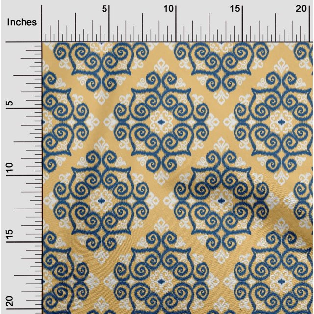 oneOone Tissu Popeline de Coton Imprimé Ikat Tourbillon 56 Pouces de Large